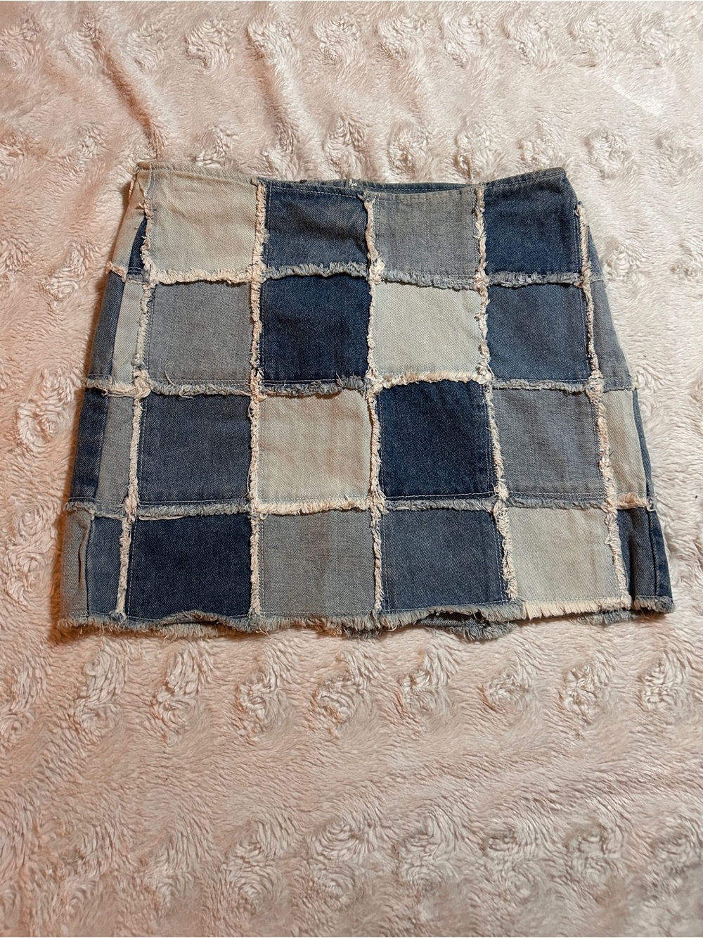 Vintage No Boundaries Patchwork Denim Mini Skirt - Light Blue & Dark Blue